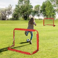 Fußballtore Fußballnetz 2er Set Minitore Faltbar Stahl(Q195) Tetrolon Rot 90 x 36 x 60 cm