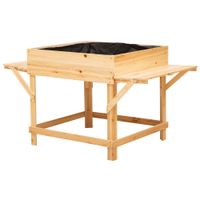Hochbeet mit Ablage aus Holz, für Garten/Balkon, Natur 130 x 75 x 75 cm