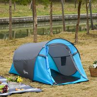 Pop up Zelt für 1-2 Personen Campingzelt für 3 Jahreszeiten Blau+Grau 220 x 108 x 110 cm