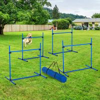 Agility Hürdenset Slalom Stangen Hunde Training Set 4 x Hürden Blau