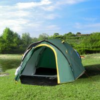 Zelt für 3-4 Personen 190T Campingzelt mit Heringen Grün+Gelb 325 x 183 x 130 cm