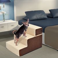 Hundetreppe Katzentreppe Einstiegshilfe 3 Stufen Haustier Plüsch Beige