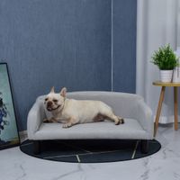 Hundesofa mit Weichem Bezug Haustiersofa Hundebett Katzensofa Holzbeinen