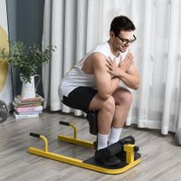 Sissy Squat Kniebeugentrainer Beintrainer Bauch-Gesäß-Trainer 3 in 1 Trainer Gelb+Schwarz 50 x 97 x (45,5–57,5) cm