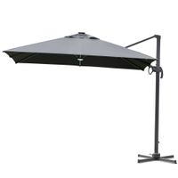 Sonnenschirm 3x3m Ampelschirm Alu Roma Schirm mit Solar-LED-Lichtern neigbar Dunkelgrau