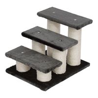 Tiertreppe Katzentreppe 3 Stufen Hundetreppe Treppe für Katze und Hunde Plüsch Dunkelgrau 45 x 35 x 34 cm