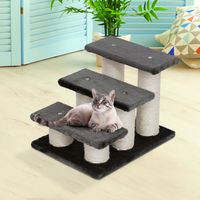 Tiertreppe Katzentreppe 3 Stufen Hundetreppe Treppe für Katze und Hunde Plüsch Dunkelgrau 45 x 35 x 34 cm