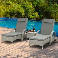 Sonnenliege mit Tisch 3er-Set Gartenmöbel Grau/Dunkelgrau