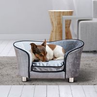 Hundesofa Luxus Haustiersofa Katzensofa mit Kissen Hundebett Hellgrau