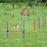 Agility-Übungs-Set Slalom-Hürden-Sprungring 3 in 1 Hundesport Trainingsplatz PE Blau+Rot