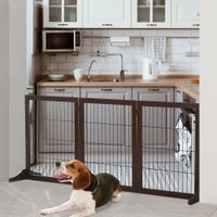 Absperrgitter für Hunde Schutzgitter Hundegitter Treppengitter Hundeabsperrgitter Türschutzgitter Kiefernholz Braun 185 x 36 x 71 cm