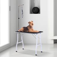 Haustier Trimmtisch, Hunde Schertisch, Tierpflegetisch, höhenverstellbar, inkl. Schlingen Schertisch Arbeitsfläche schwarz