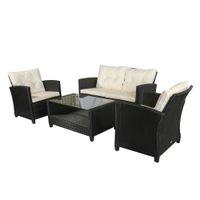 Sitzgarnitur 4 tlg. Sitzgruppe Gartenmöbel Set Lounge Metall Luxus Schwarz