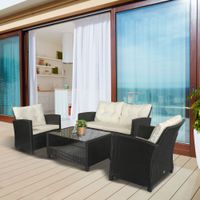 Sitzgarnitur 4 tlg. Sitzgruppe Gartenmöbel Set Lounge Metall Luxus Schwarz