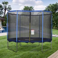 Trampolin mit Sicherheitsnetz Gartentrampolin für Innen- und Außenbereich Blau+Schwarz bis 113,6 kg Ø305 x 248H cm