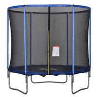 Trampolin mit Sicherheitsnetz Gartentrampolin für Innen- und Außenbereich Blau+Schwarz bis 113,6 kg Ø244 x 240H cm