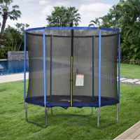 Trampolin mit Sicherheitsnetz Gartentrampolin für Innen- und Außenbereich Blau+Schwarz bis 113,6 kg Ø244 x 240H cm