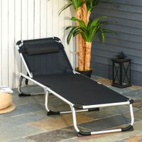 Gartenliege Alu Sonnenliege Stoffliege Relaxliege 5-fach Schwarz 170 x 60 x 76 cm