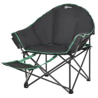 Campingstuhl Klappstuhl mit höhenverstellbarer Fußstütze Schwarz+Grün 139,5 x 85 x 93 cm