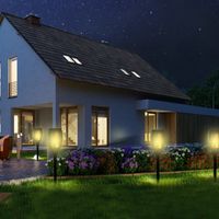 Solarleuchte Gartenlicht 4er-Set Lampe 6–8 h IP44 Wasserfest Kunststoff Schwarz Ø12 x H78 cm