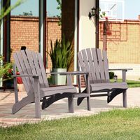 Adirondack Gartenstuhl mit Schirmloch Tisch 2 Sitzer Massivholz Grau