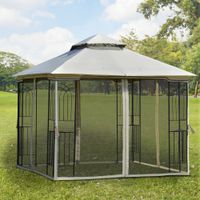 Gartenpavillon mit Doppeldach 3x3 Pavillon Gartenzelt Festzelt Beige