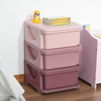 Schubladenschrank für Kinder mit Stauraum drei Ebene für Kinderzimmer Rosa 37 x 37 x 56,5 cm