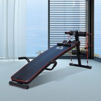 Sit Up Bank Bauchtrainer Trainingsbank Fitnessbank inkl. Widerstandsbände Schwarz + Rot 55,5 x 137,5 x (50–68) cm 120 kg Belastbarkeit