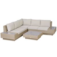 4-tlg. Luxus Gartengarnitur Polyrattan Sitzgruppe mit Ablagen Braun