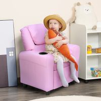 Kindersessel, Minisessel, Kindersofa für 3-6 Jahre alt, Liegefunktion, Rosa, 62 x 56 x 69 cm