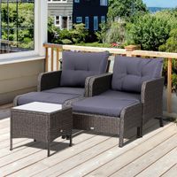 5-tlg. Polyrattan Gartenmöbel Sitzgruppe Gartenset Sofagarnitur mit Kissen Dunkelgrau