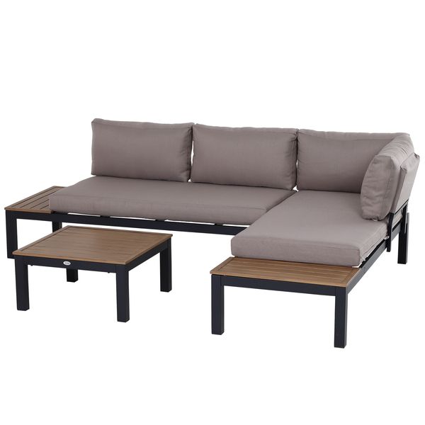 3-teiliges Gartenmöbel-Set mit Beistelltisch Sofa mit Kissen 164 x 74 x 69 cm