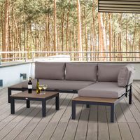 3-teiliges Gartenmöbel-Set mit Beistelltisch Sofa mit Kissen 164 x 74 x 69 cm