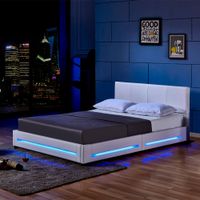 LED Bett ASTEROID 140 x 200 Weiß