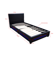 LED Bett ASTEROID - 90 x 200 cm Schwarz
