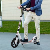 HOMCOM Kinderscooter Kickscooter mit Stoßdämpfung Tretroller Weiß 92,5 x 37,5 x 87-101,5 cm