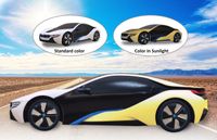 JAMARA-403003-BMW I8 1:24 weiß/gelb 2,4GHz UV Photochromic Serie