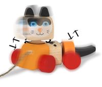 JAMARA-460704-Holzspielzeug Kidiwood Nachzieh Katze