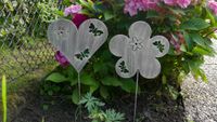 Metallstecker - Herz und Blume in Silber schattiert, 2er-Set