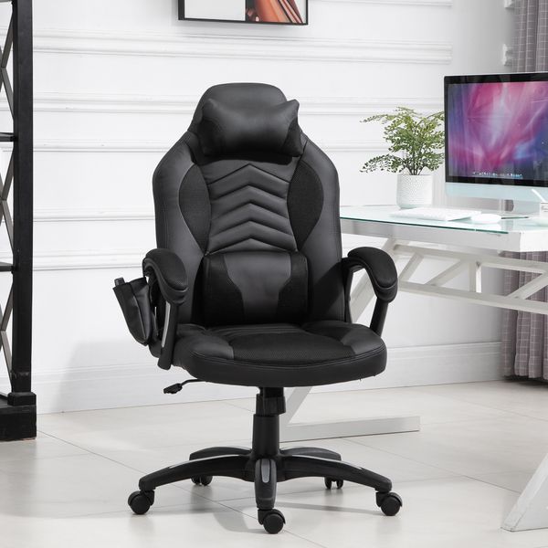 Bürostuhl Massagesessel Gaming Stuhl Wärmefunktion 6 Vibrationspunkte PU Rot 68 x 69 x 108-117cm