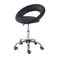 Rollhocker Arbeitshocker Drehhocker Bürostuhl höhenverstellbar, PU+Metall, Schwarz, 50 x 54 x (66-78) cm
