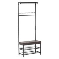 Garderobenständer Garderobenbank Kleiderständer Garderobe mit Sitzfläche und 2 Schuhablagen, Metall, 72,5x35x180cm