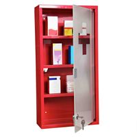 Medizinschrank Arzneischrank Medikamentenschrank mit 3 Ebenen Erste-Hilfe-Schrank mit Schloss Apothekerschrank mit Mattglastür Stahl Rot 27 x 57 x 12 cm