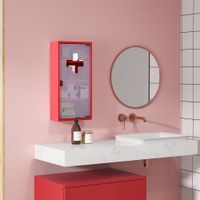 Medizinschrank Arzneischrank mit Schloss Apothekerschrank mit Mattglastür Stahl Rot 27 x 57 x 12 cm