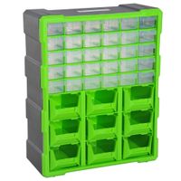 Sortierkasten Kleinteilemagazin Teile Box Aufbewahrungsbox 39 Fächer Grün L38 x B16 x H47,5 cm