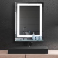 LED Badspiegel Badezimmerspiegel mit Beleuchtung Glas-Ablage 22W 70x50cm