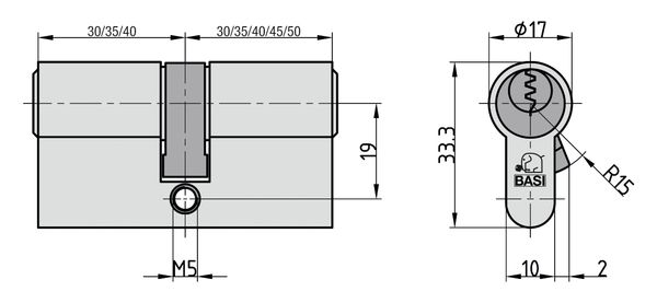 Profil-Doppelzylinder - V50 40/40 mm - Gleichschließend Nr. 10
