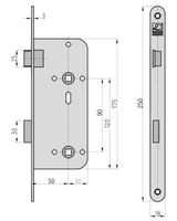 Einsteck-Zimmertürschloss - ES 924 Ö - Lochung: BAD - Stulp 18 mm abgerundet - R/L