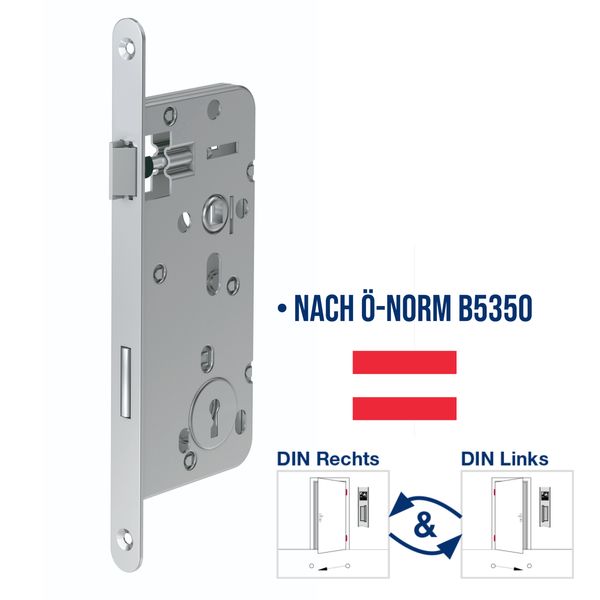 Einsteck-Zimmertürschloss - ES 922 Ö - Lochung: Buntbart - Stulp 18 mm abgerundet - R/L