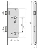 Einsteck-Zimmertürschloss - ES 922 Ö - Lochung: Buntbart - Stulp 18 mm abgerundet - R/L